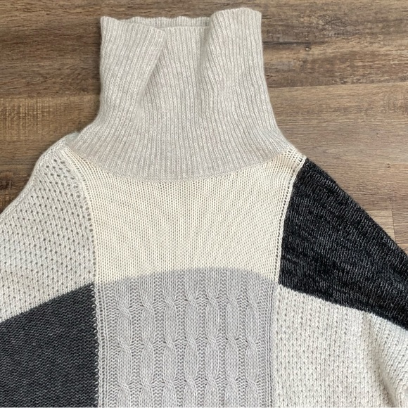 Autumn Cashmere Color blocked turtleneck Cashmere wool blend Sweater - Picture 4 of 14